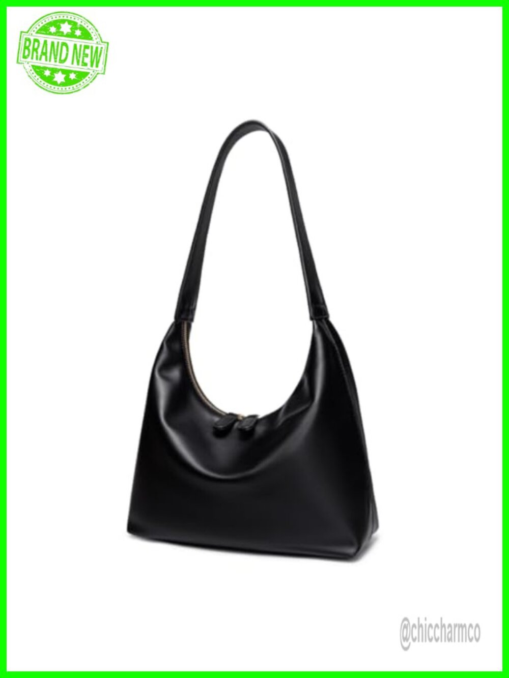 Small PU Leather Hobo Shoulder Bag Women Cute Double Zipper Underarm Purse